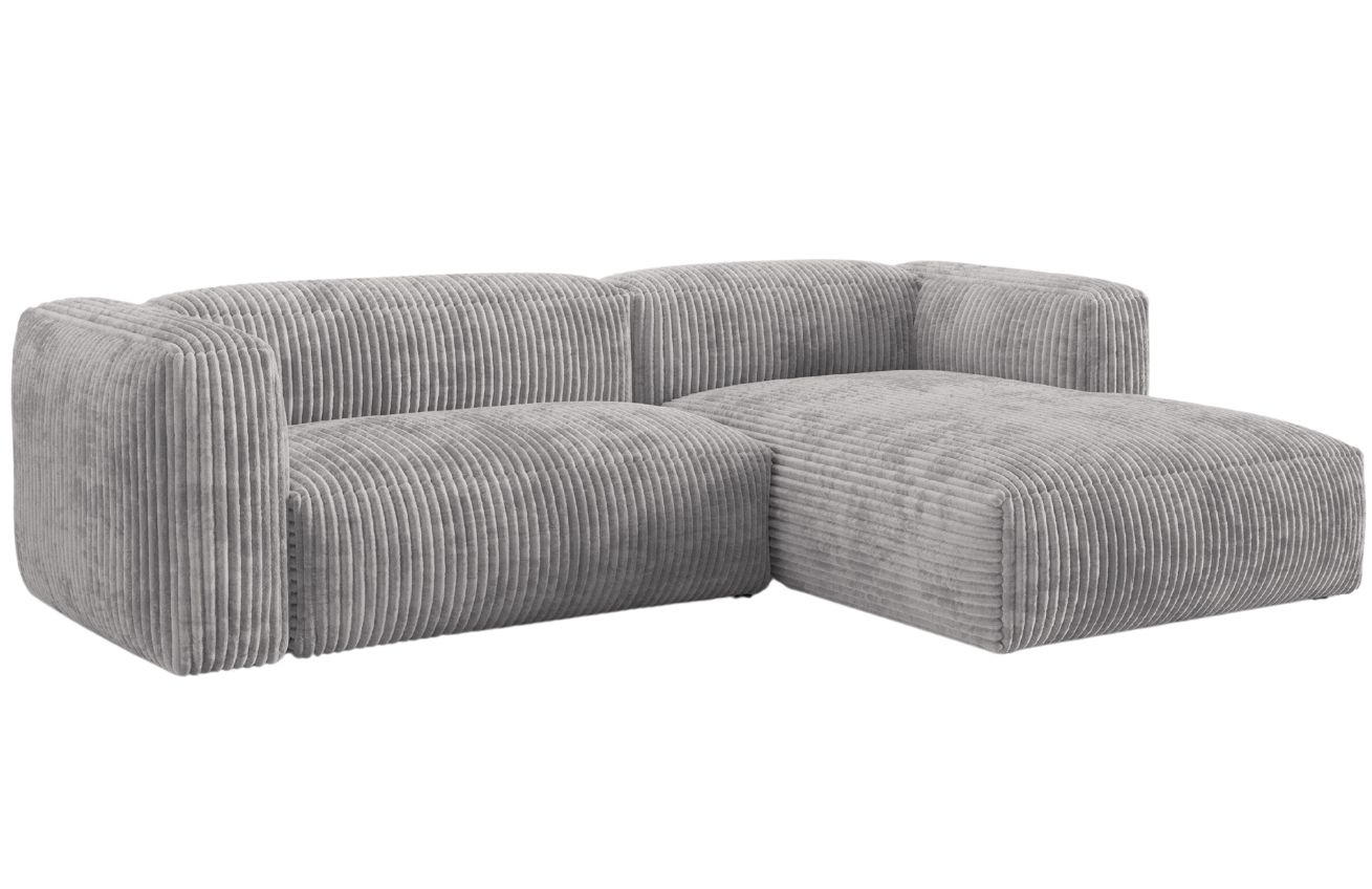 Micadoni Světle šedá manšestrová rohová pohovka Martina 280 cm