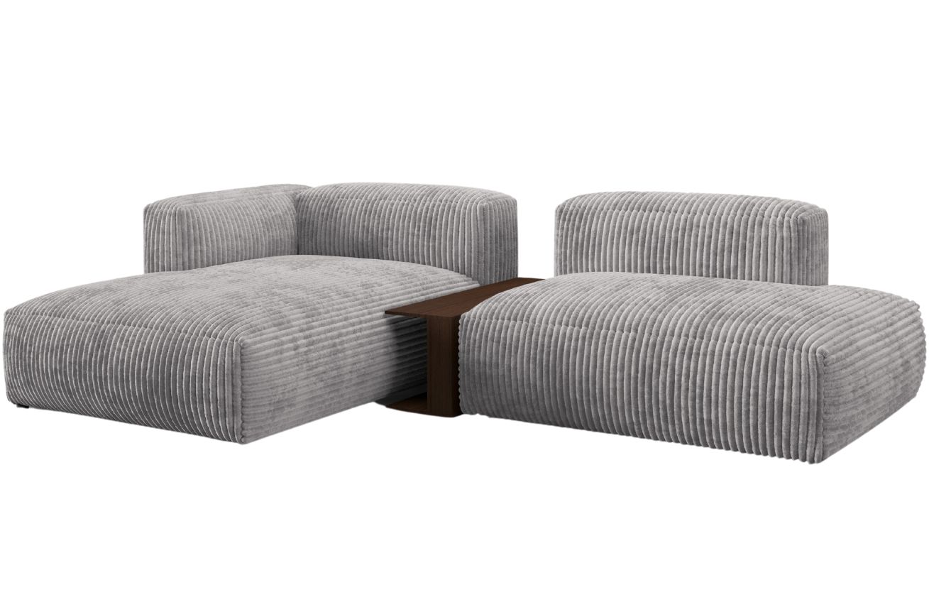 Micadoni Světle šedá manšestrová rohová pohovka Martina 285 cm