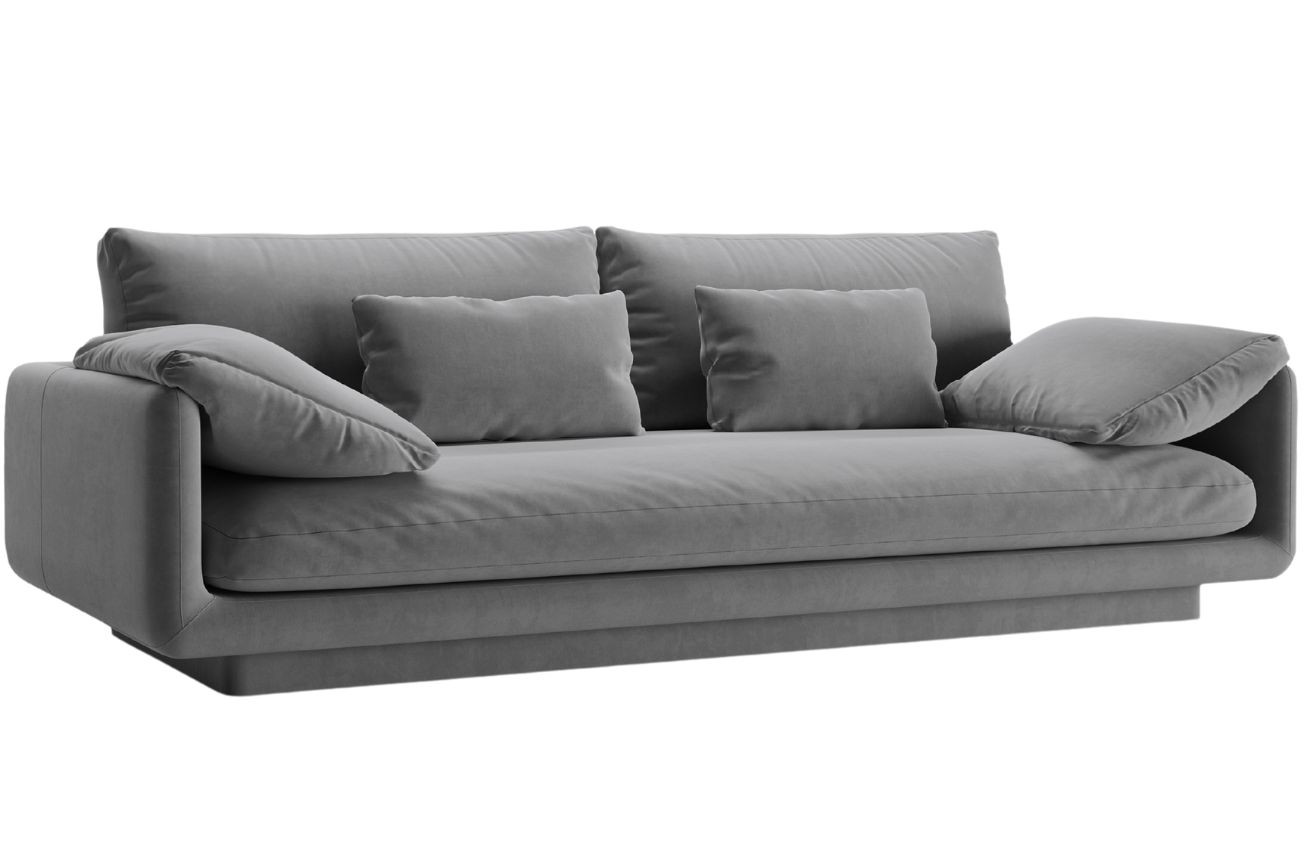 Micadoni Světle šedá sametová trojmístná pohovka Torino 220 cm