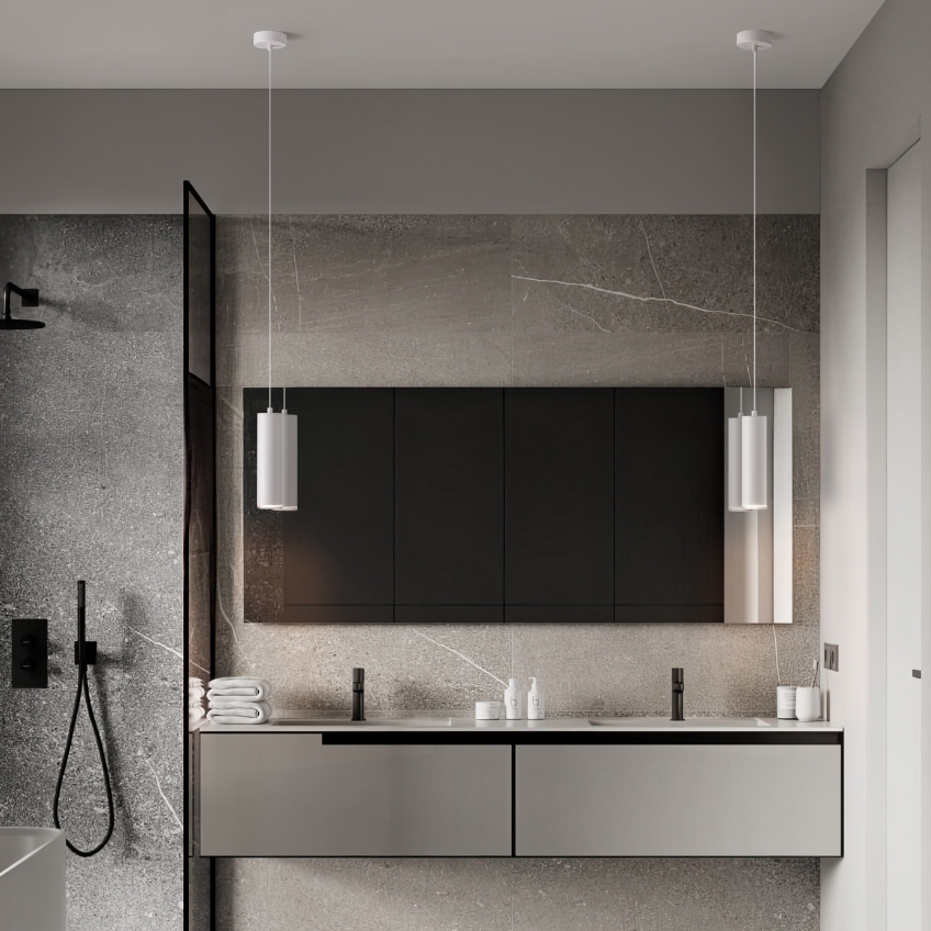 Nova Luce Bílé kovové závěsné světlo Mao 5