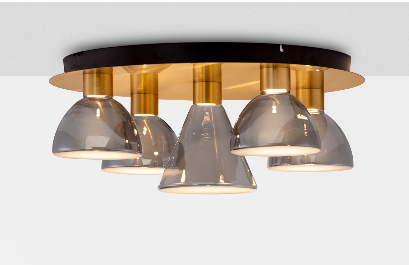 Nova Luce Kouřově šedé skleněné stropní LED světlo Voi 57 cm