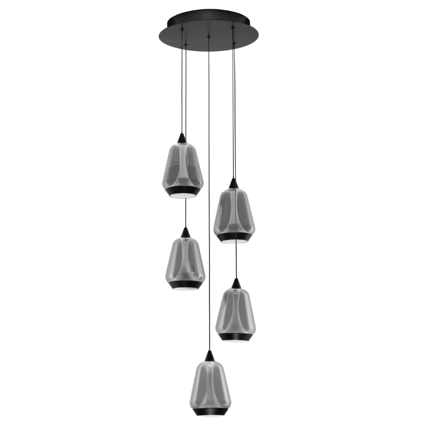 Nova Luce Kouřově šedé skleněné závěsné LED světlo Alish 33 cm