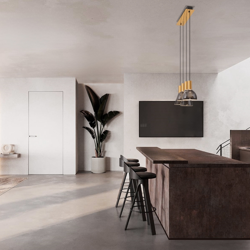 Nova Luce Kouřově šedé skleněné závěsné LED světlo Voi 78 cm