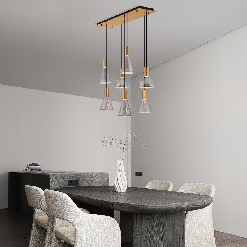 Nova Luce Kouřově šedé skleněné závěsné LED světlo Voi 90 cm