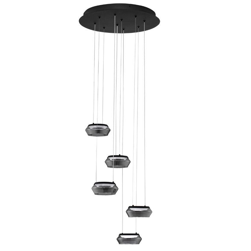 Nova Luce Kouřově šedé skleněné závěsné světlo Jailyn 45 cm