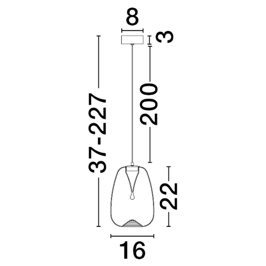 Nova Luce Kouřově šedé skleněné závěsné světlo Oblo 16 cm