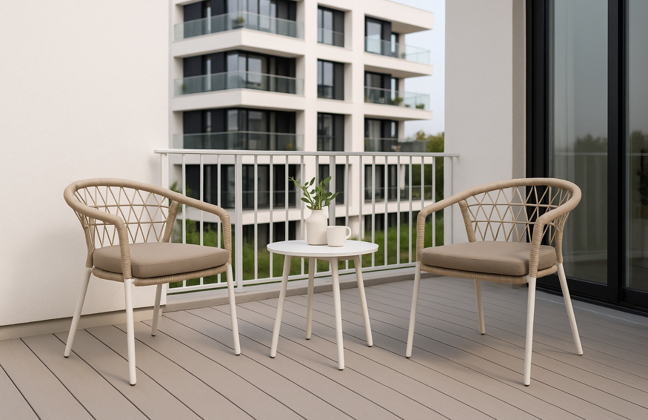 Somcasa Béžová zahradní židle Solene s bílou podnoží