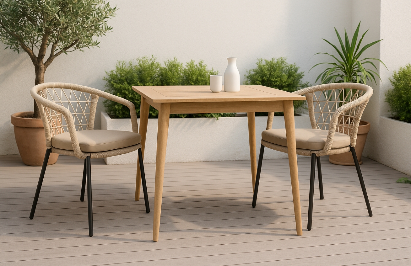 Somcasa Béžová zahradní židle Solene s černou podnoží