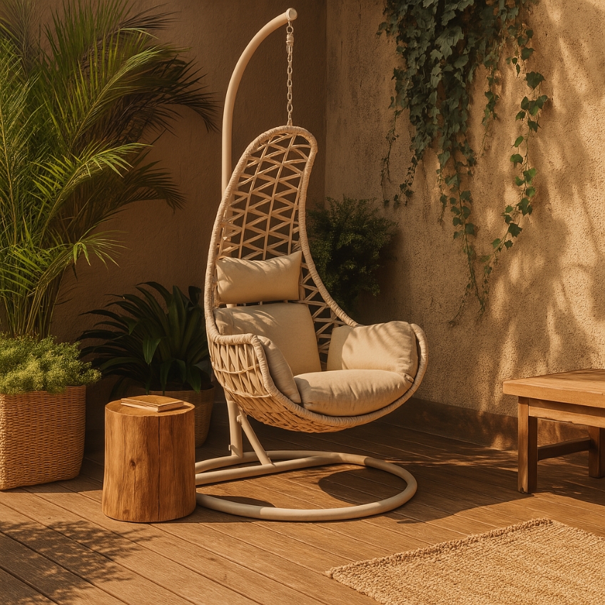 Somcasa Béžové závěsné křeslo Constanza