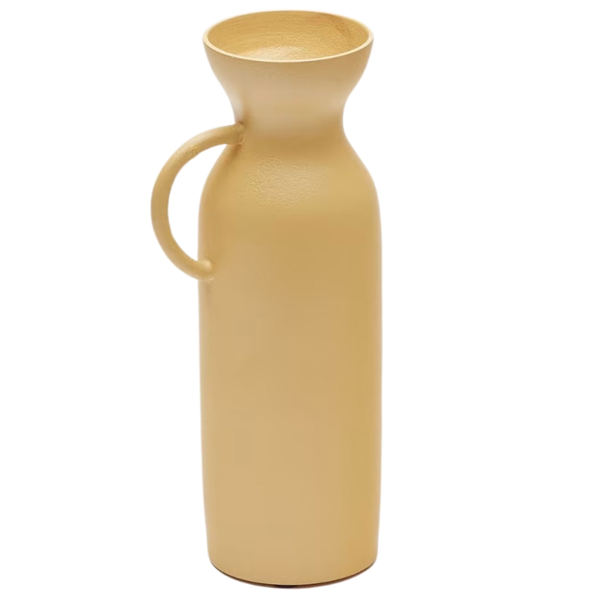 Hořčicově žlutá kovová váza Kave Home Pelras 25 cm