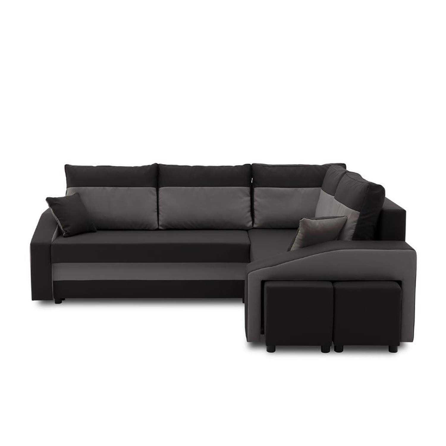 Rozkládací rohová sedací souprava GRANDE s taburety a poličkou model 2 Pravá v-ne-mik15-27