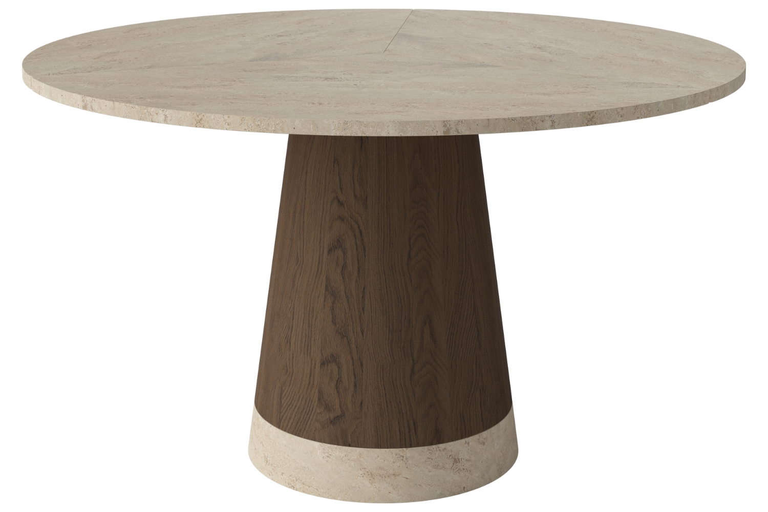 Bolia Béžový kamenný jídelní stůl Piro 125 cm s tmavou dubovou podnoží