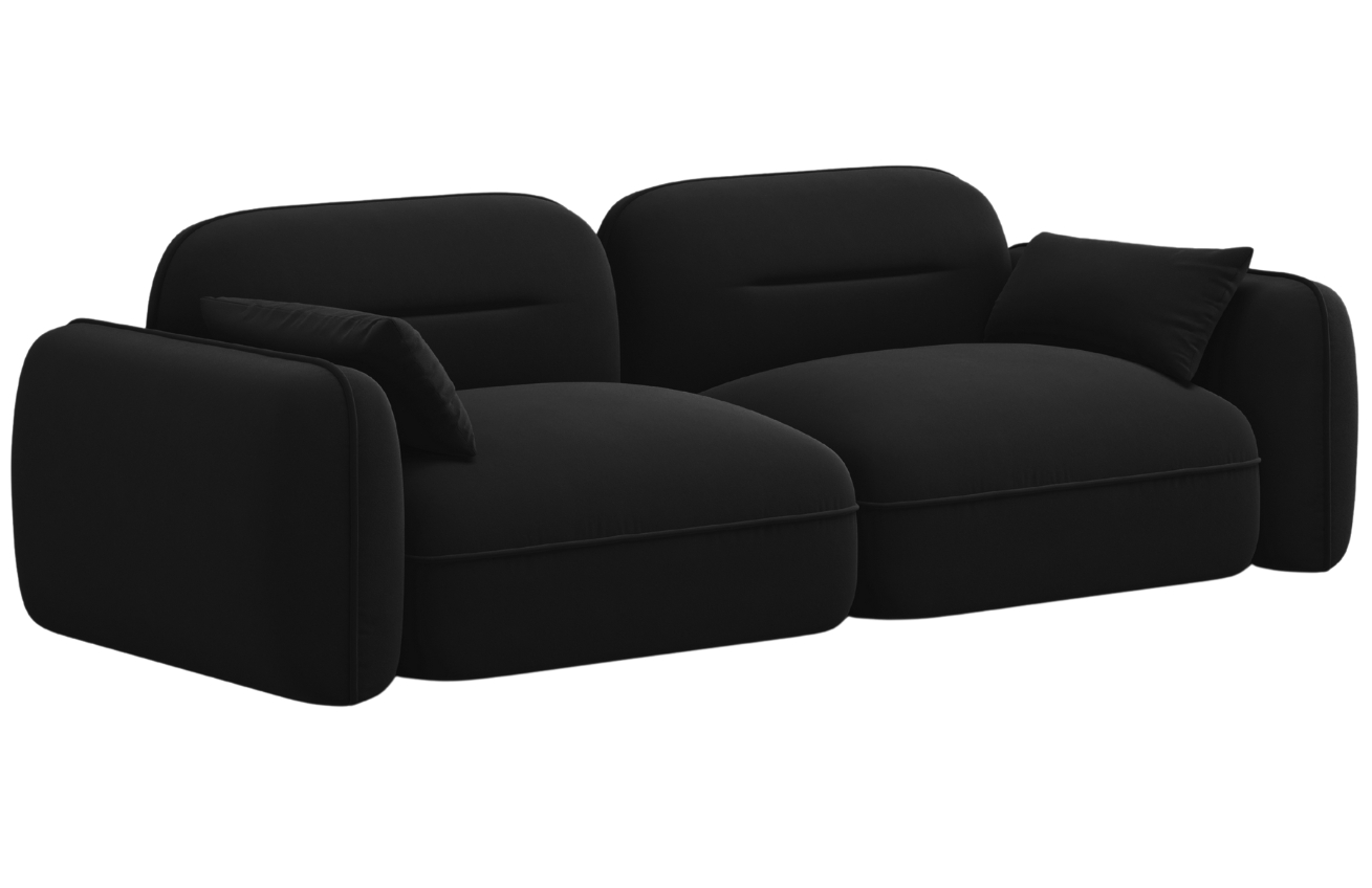 Cosmopolitan Design Černá sametová trojmístná pohovka Sydney 230 cm