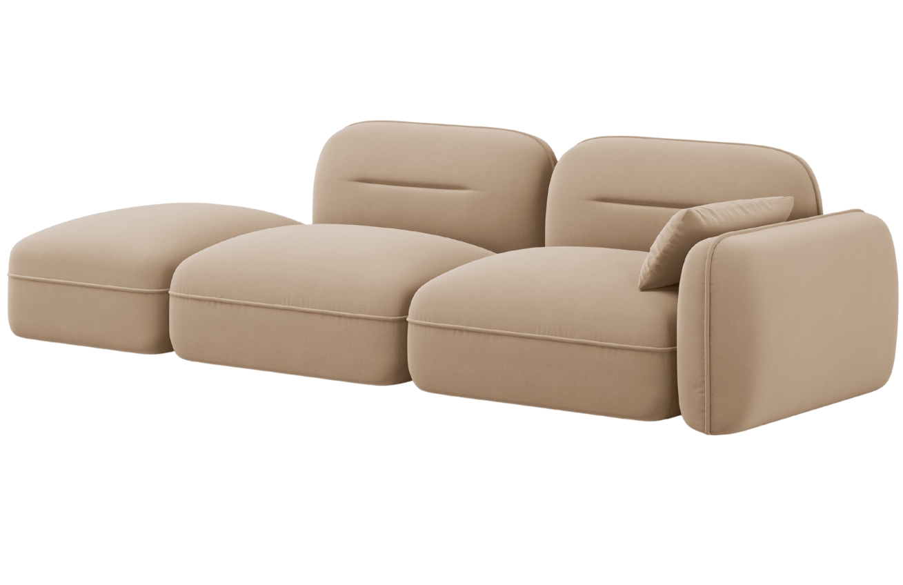 Cosmopolitan Design Pískově hnědá sametová trojmístná pohovka Sydney 295 cm