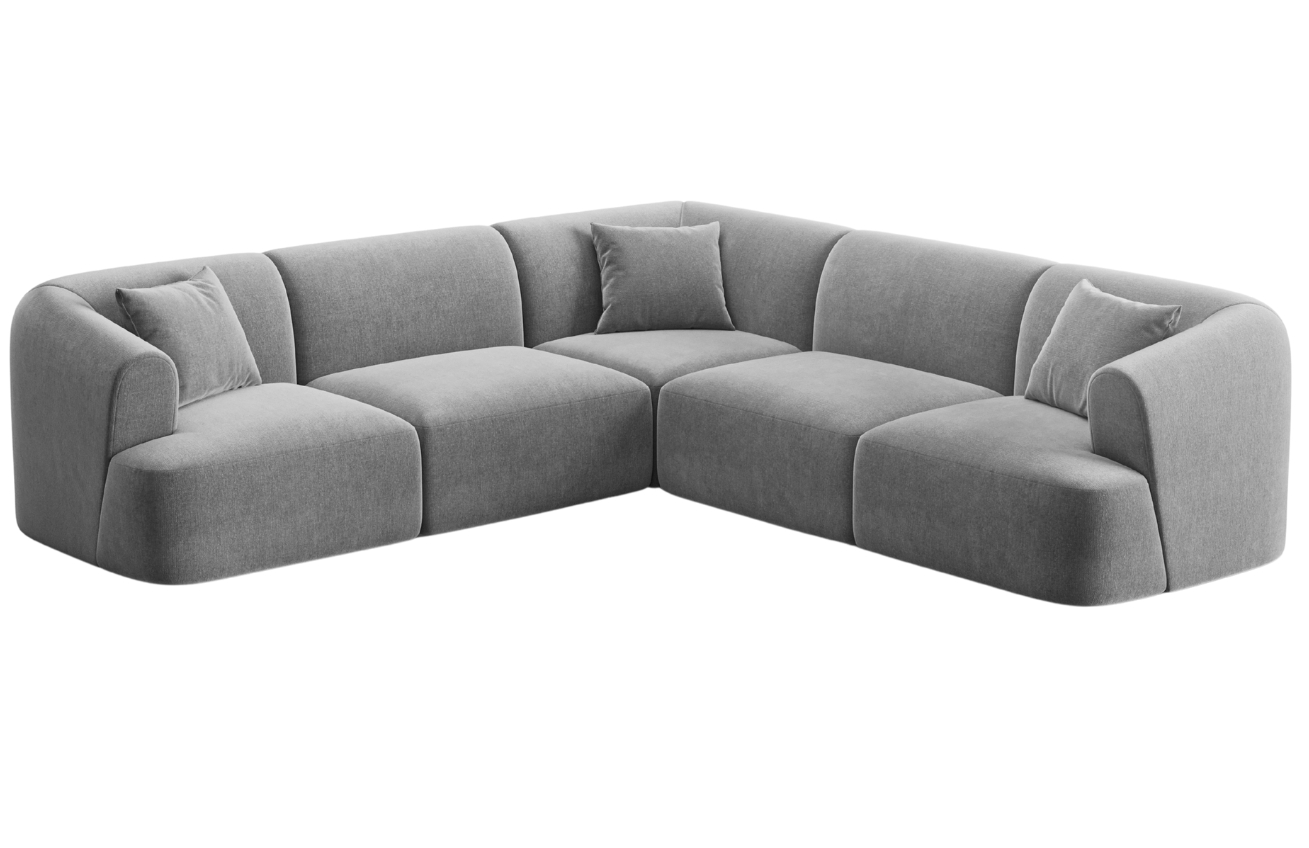 Cosmopolitan Design Šedá sametová rohová pohovka Campi 255 cm