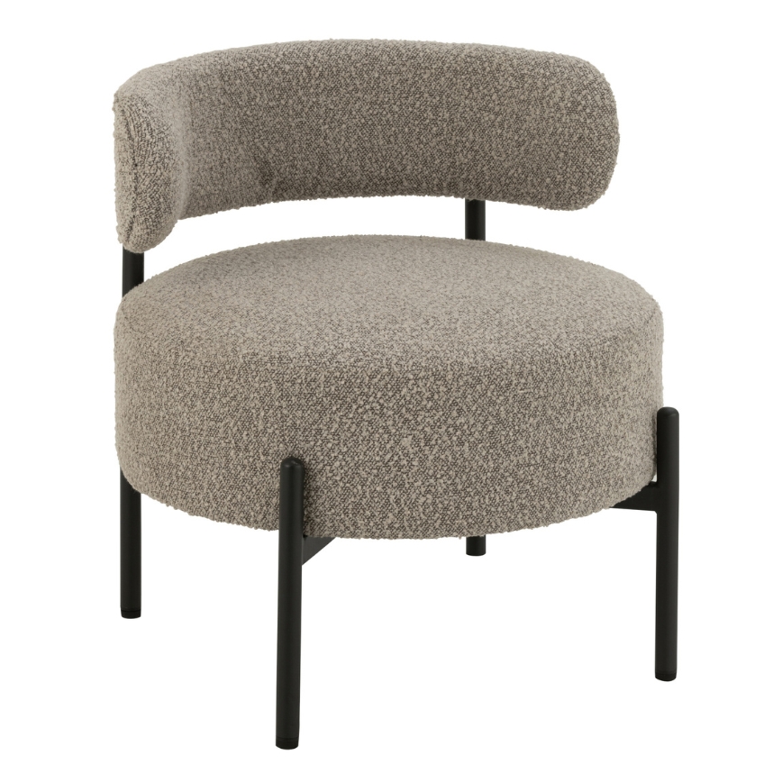 J-line Šedé bouclé křeslo Fluffy