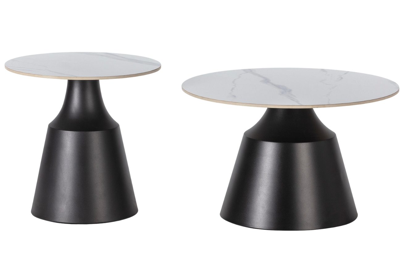 Marckeric Set konferenčních stolků Riley 50/70 cm s mramorovým dekorem