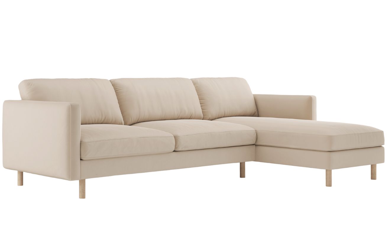 Micadoni Béžová sametová rohová pohovka Eden 286 cm
