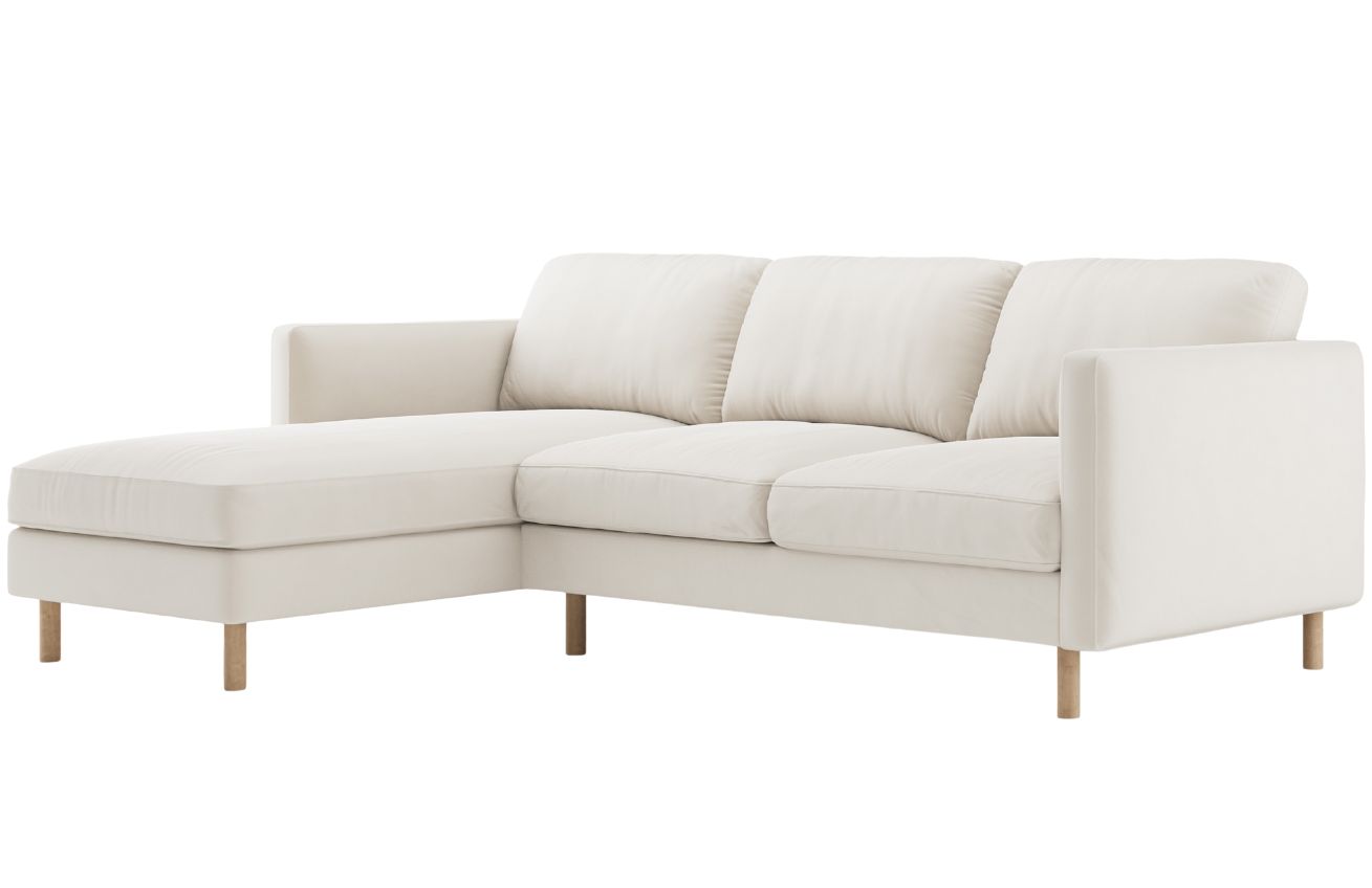 Micadoni Bílá sametová rohová pohovka Eden 250 cm