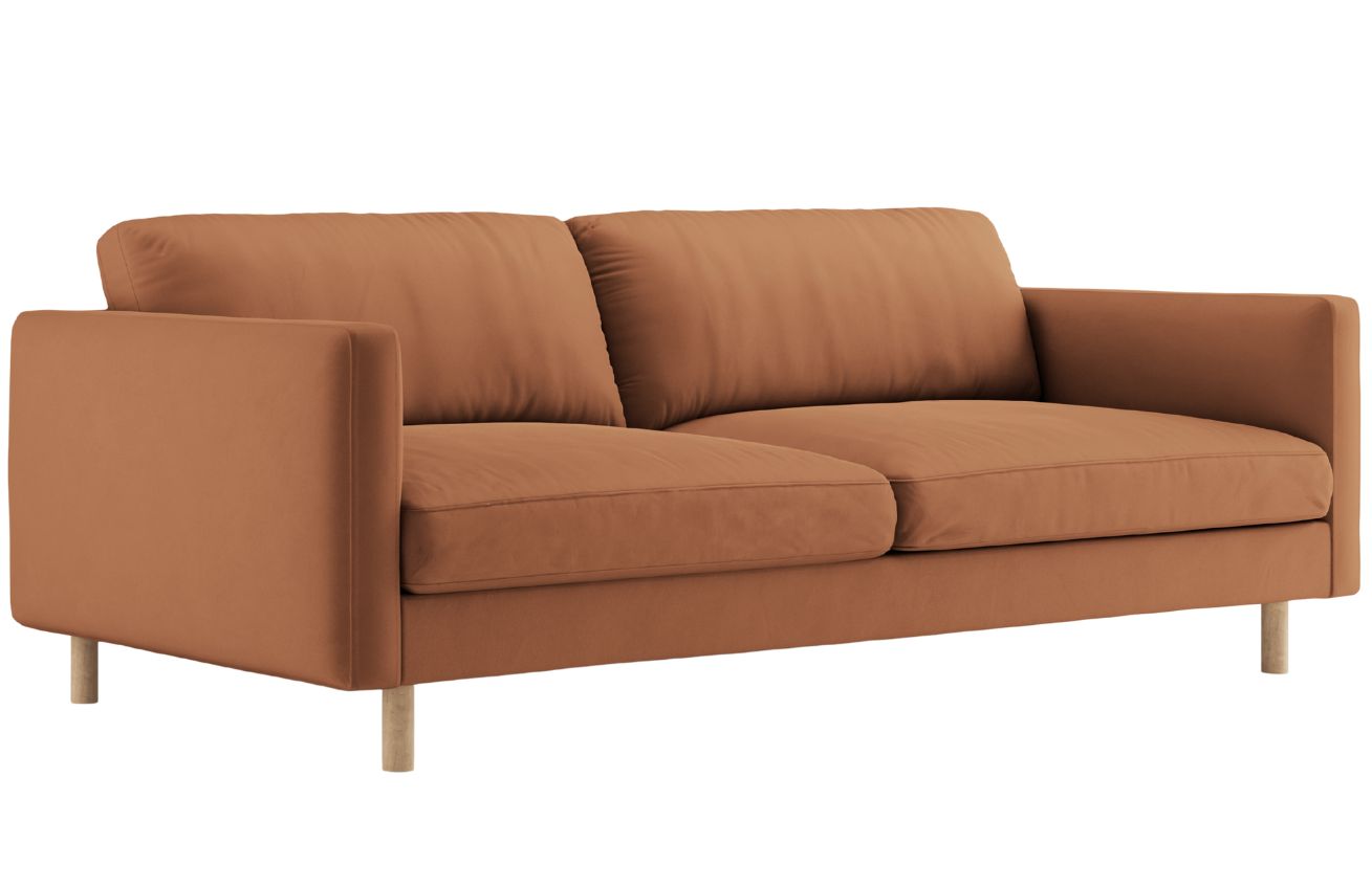 Micadoni Oranžová sametová čtyřmístná pohovka Eden 209 cm