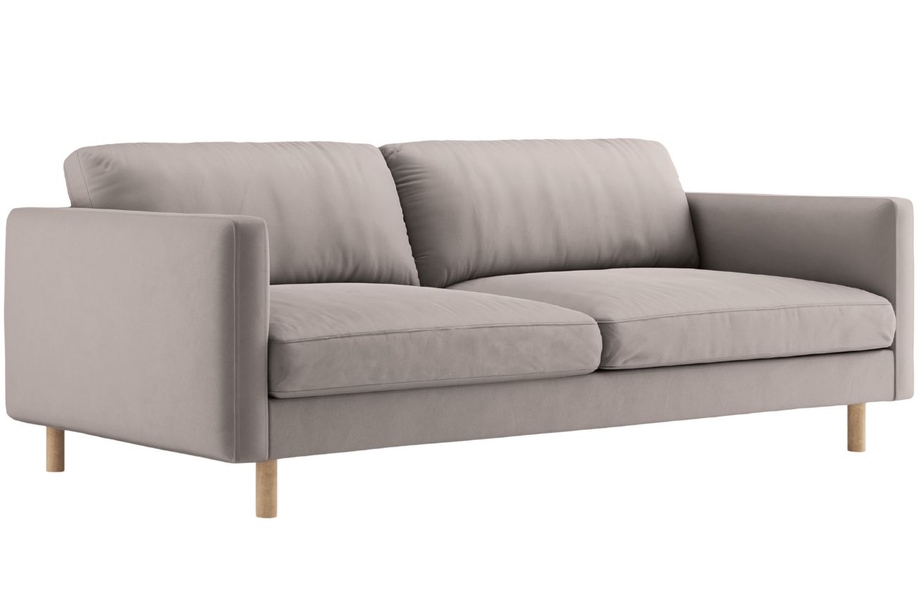 Micadoni Šedobéžová sametová čtyřmístná pohovka Eden 209 cm