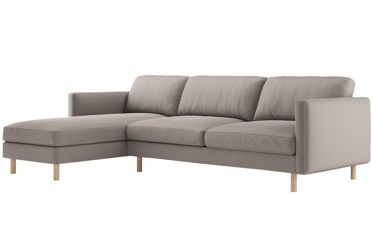 Micadoni Šedobéžová sametová rohová pohovka Eden 286 cm