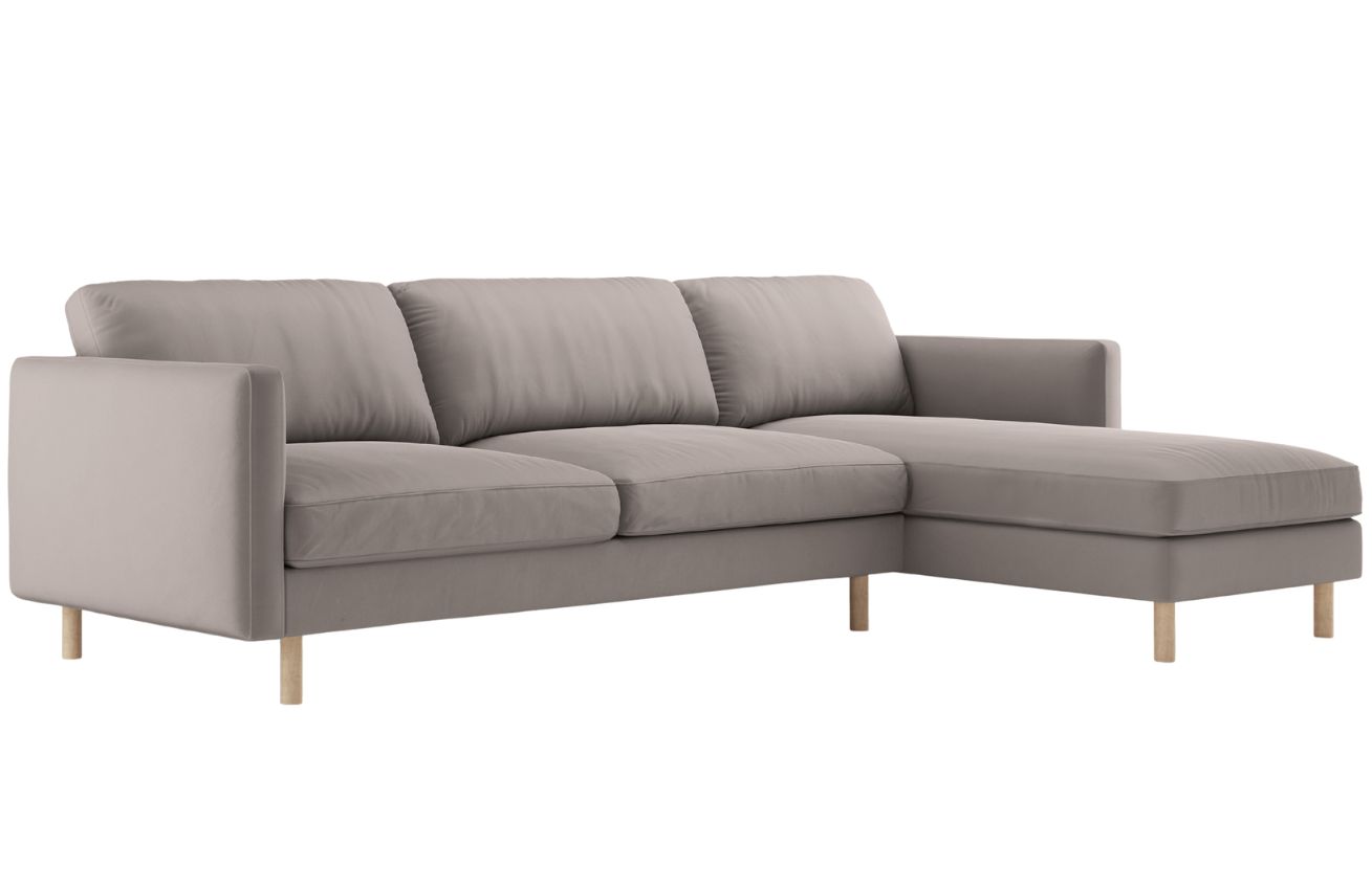 Micadoni Šedobéžová sametová rohová pohovka Eden 286 cm