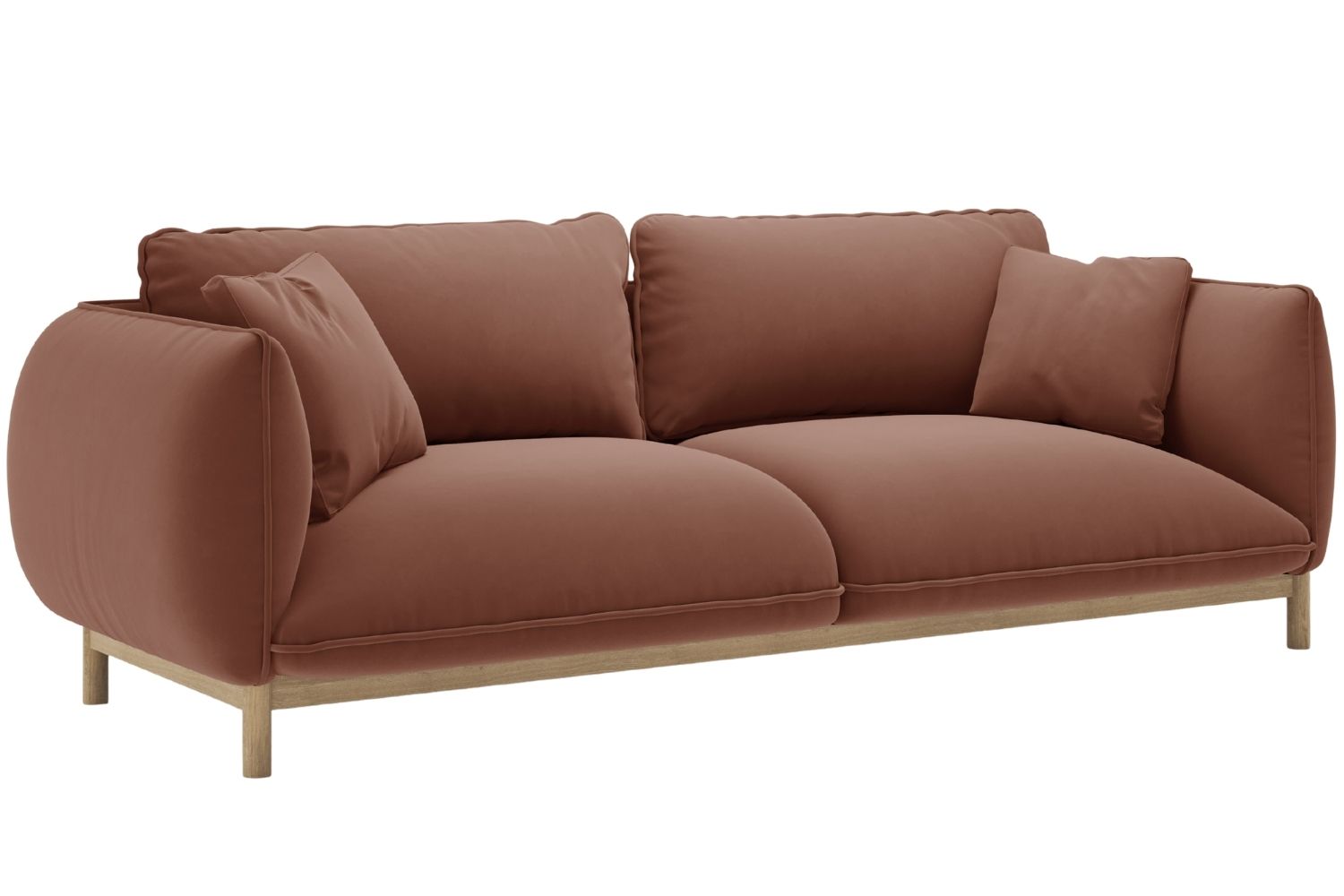 Micadoni Terakotově červená sametová trojmístná pohovka Ada 208 cm