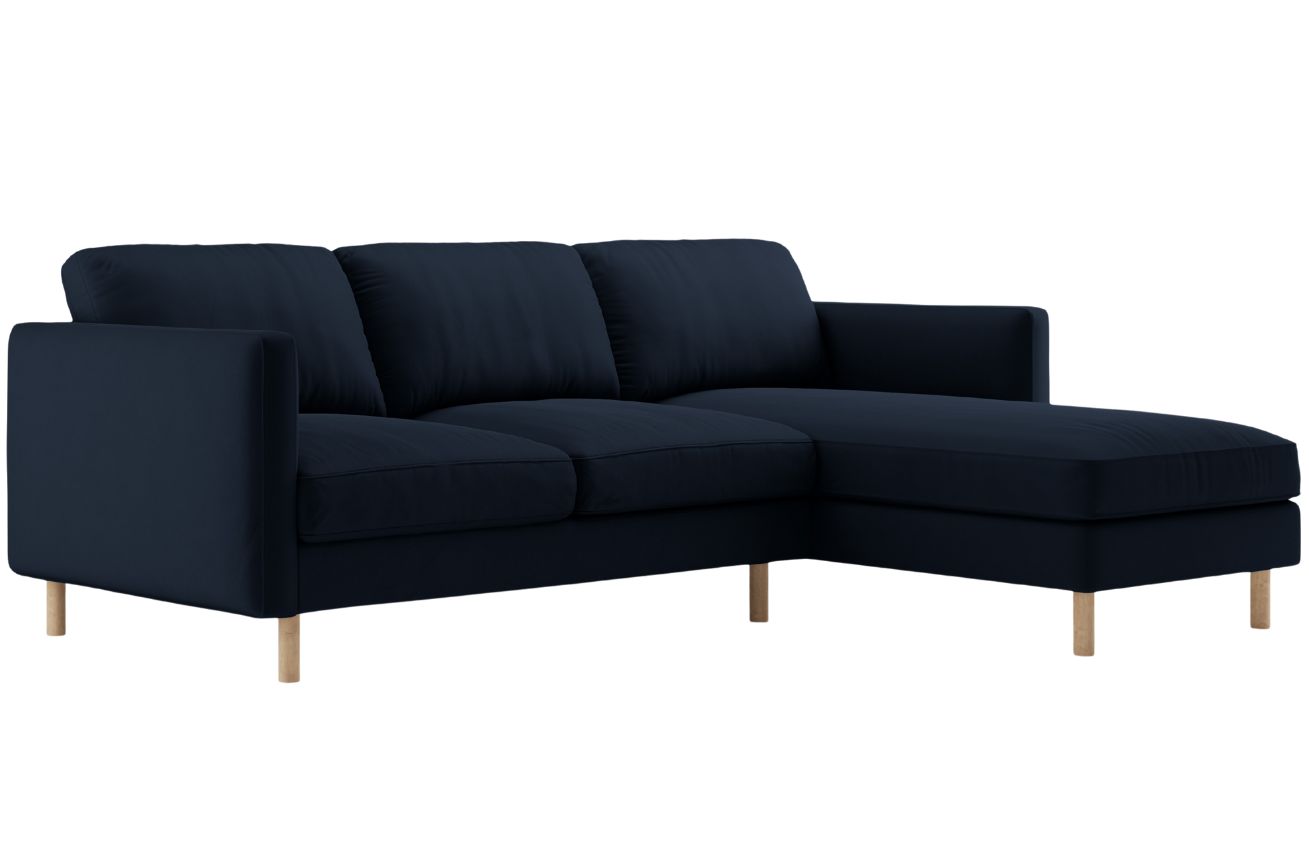 Micadoni Tmavě modrá sametová rohová pohovka Eden 250 cm