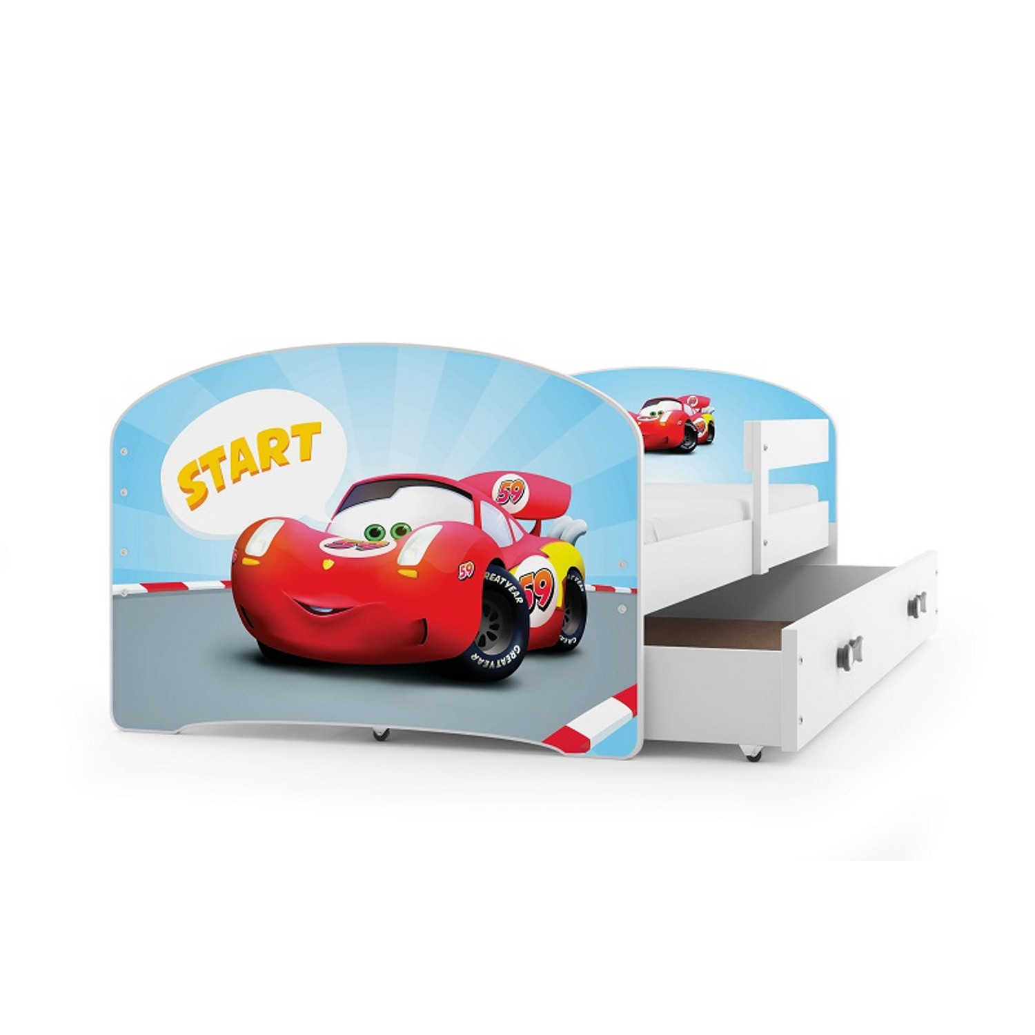 Dětská postel LUKI 160x80 cm Bílá Cars