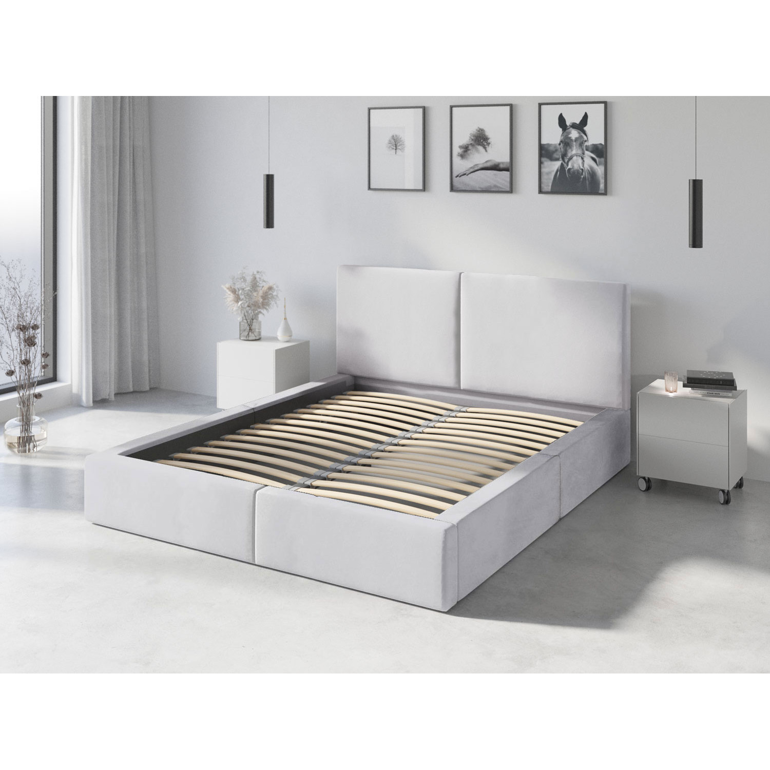 Čalouněná postel HILTON s pevným roštem 120x200 cm Bílá