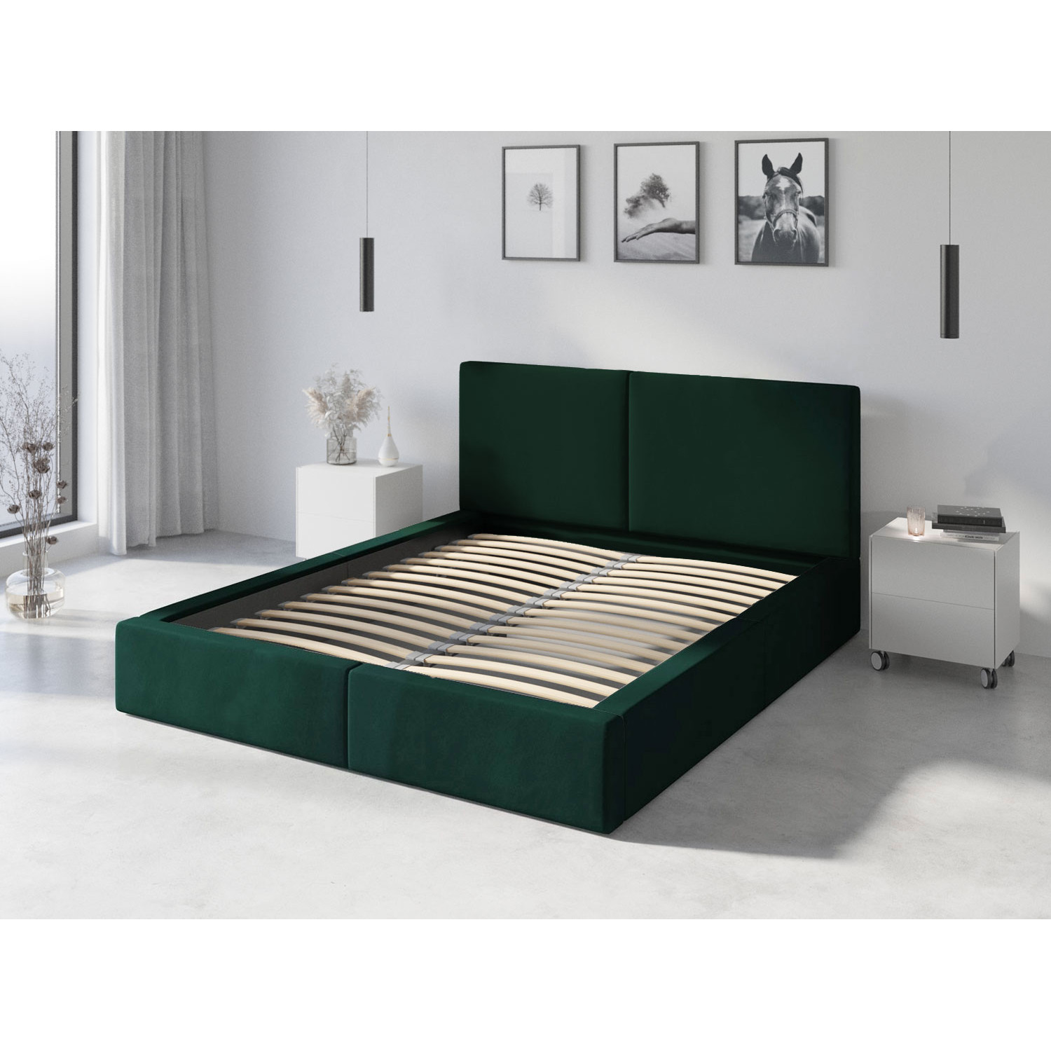 Čalouněná postel HILTON s pevným roštem 120x200 cm Zelená