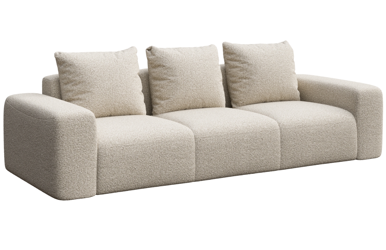 Rodier Béžová bouclé trojmístná pohovka Monce 287 cm