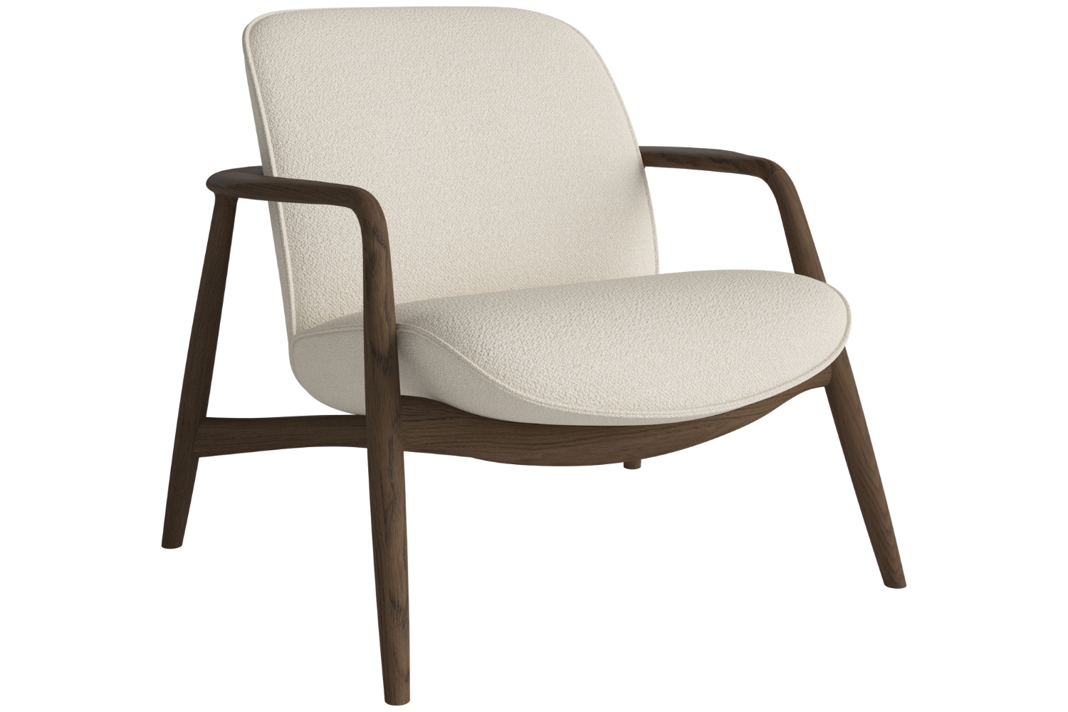 Bolia Krémově bílé bouclé křeslo Bowie s tmavou dubovou podnoží