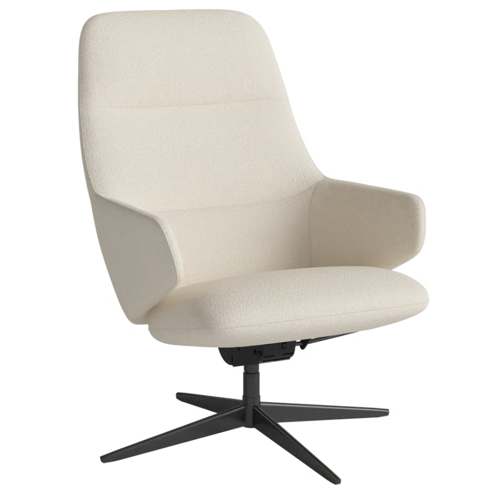 Bolia Krémově bílé bouclé otočné křeslo Clara s černou podnoží