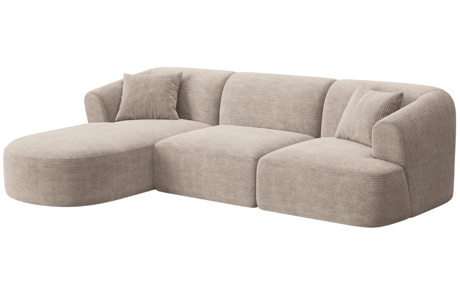 Cosmopolitan Design Béžová manšestrová rohová pohovka Campi 256 cm