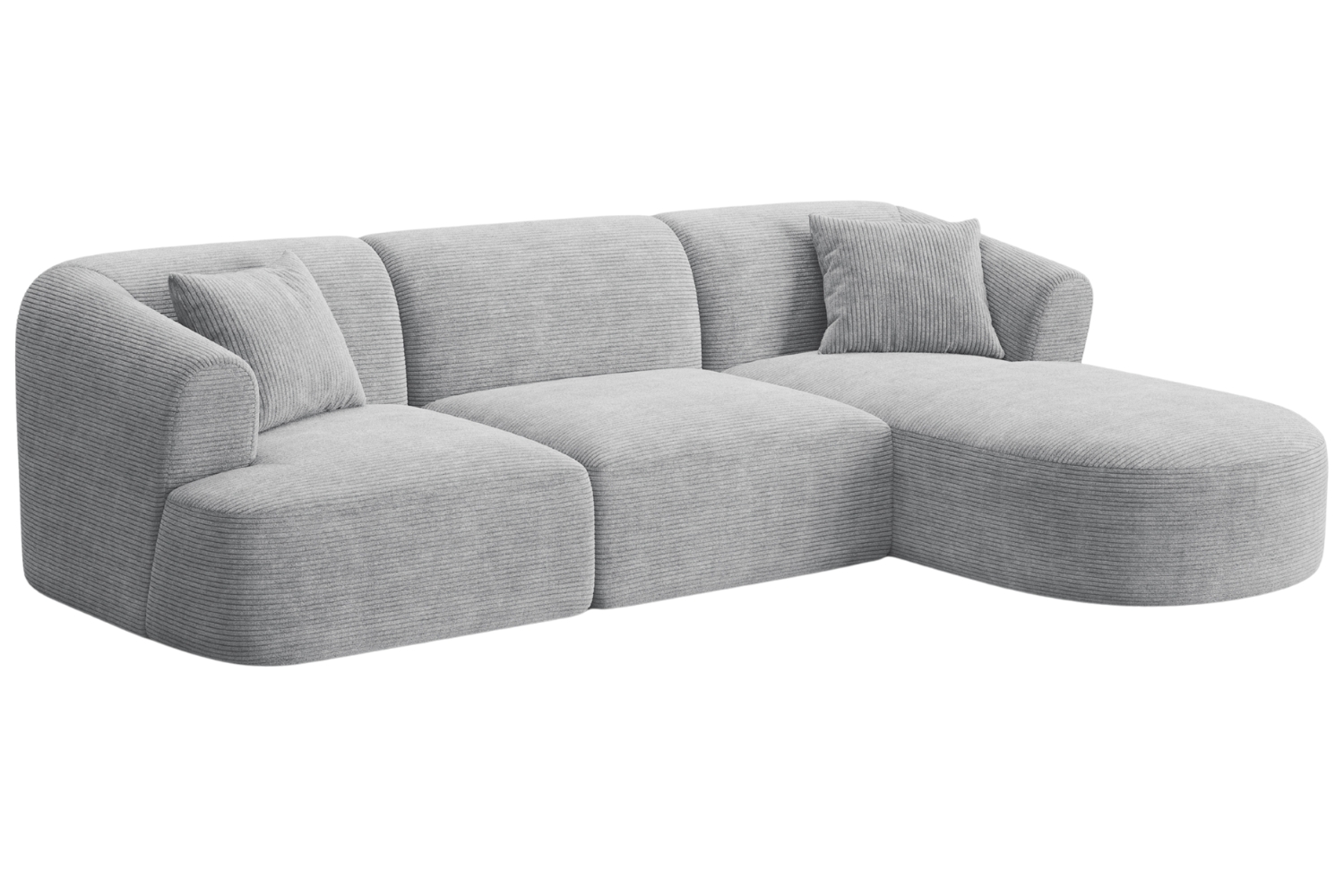 Cosmopolitan Design Světle šedá manšestrová rohová pohovka Campi 256 cm