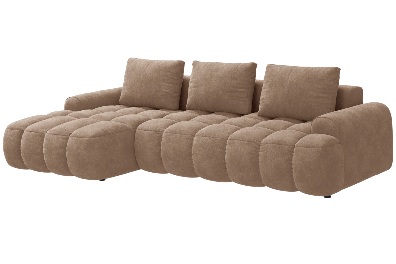 Cosmopolitan Design Tmavě béžová sametová rozkládací pohovka Linz 275 cm