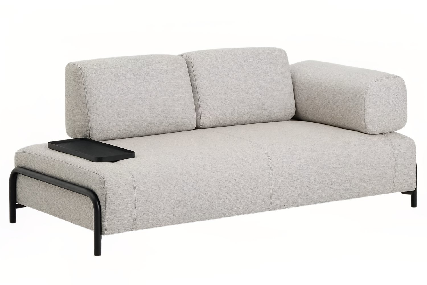 Kave Home Béžovošedá dvoumístná pohovka Compo 200 cm s malým stolkem