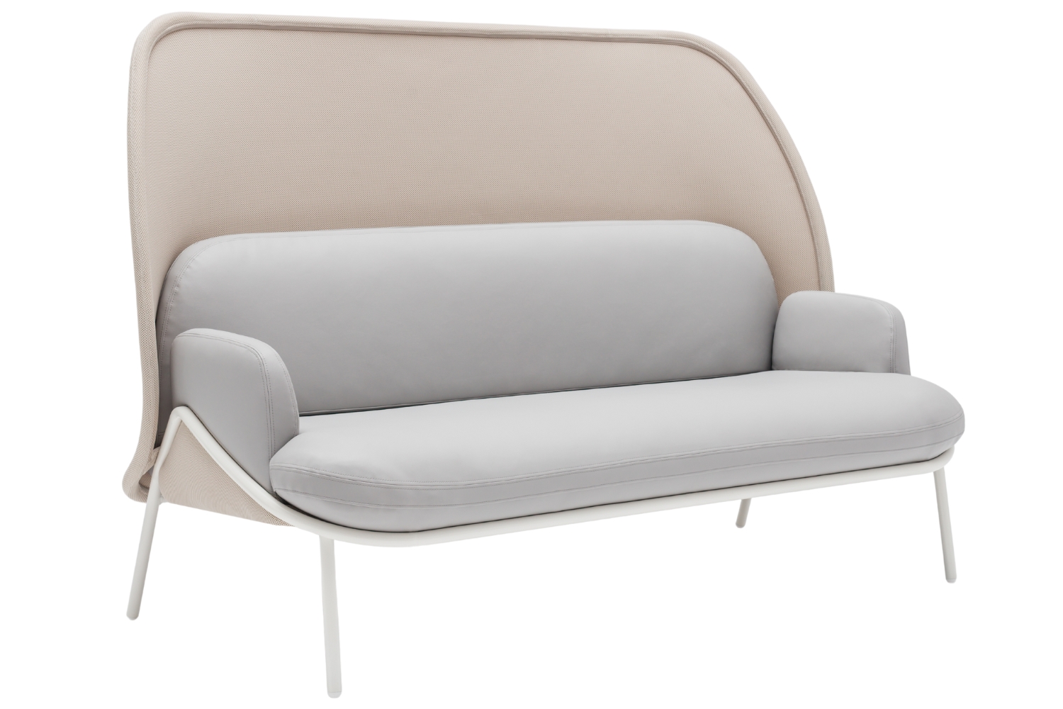 MDD Béžovo-šedá dvoumístná pohovka Mesh 184 cm s bílou podnoží