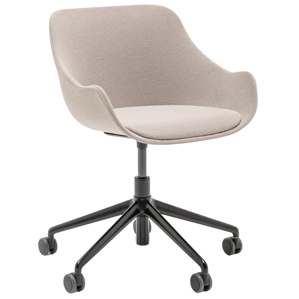 MDD Bílá bouclé otočná konferenční židle Baltic Classic s černou podnoží