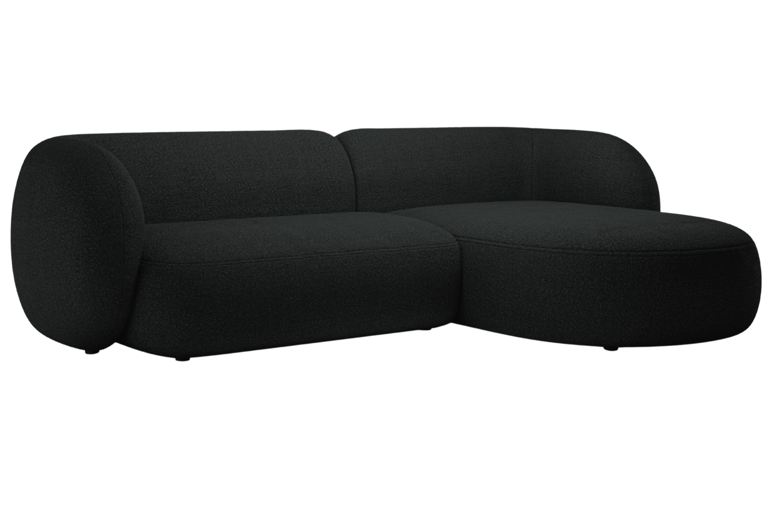 Micadoni Černá bouclé rohová pohovka Kate 285 cm
