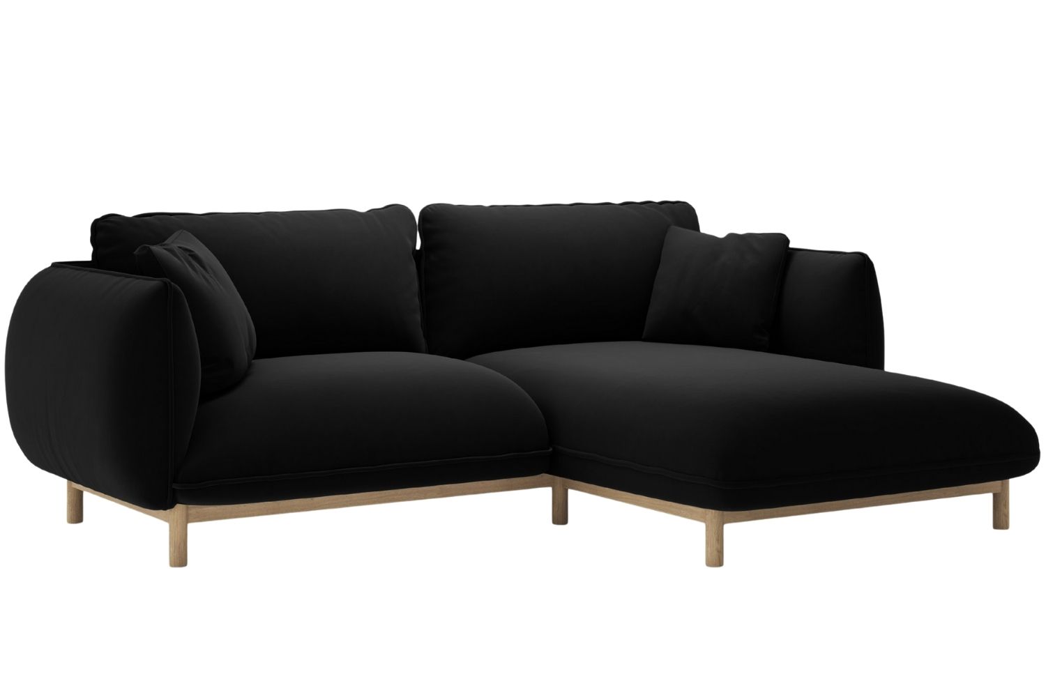 Micadoni Černá sametová rohová pohovka Ada 214 cm