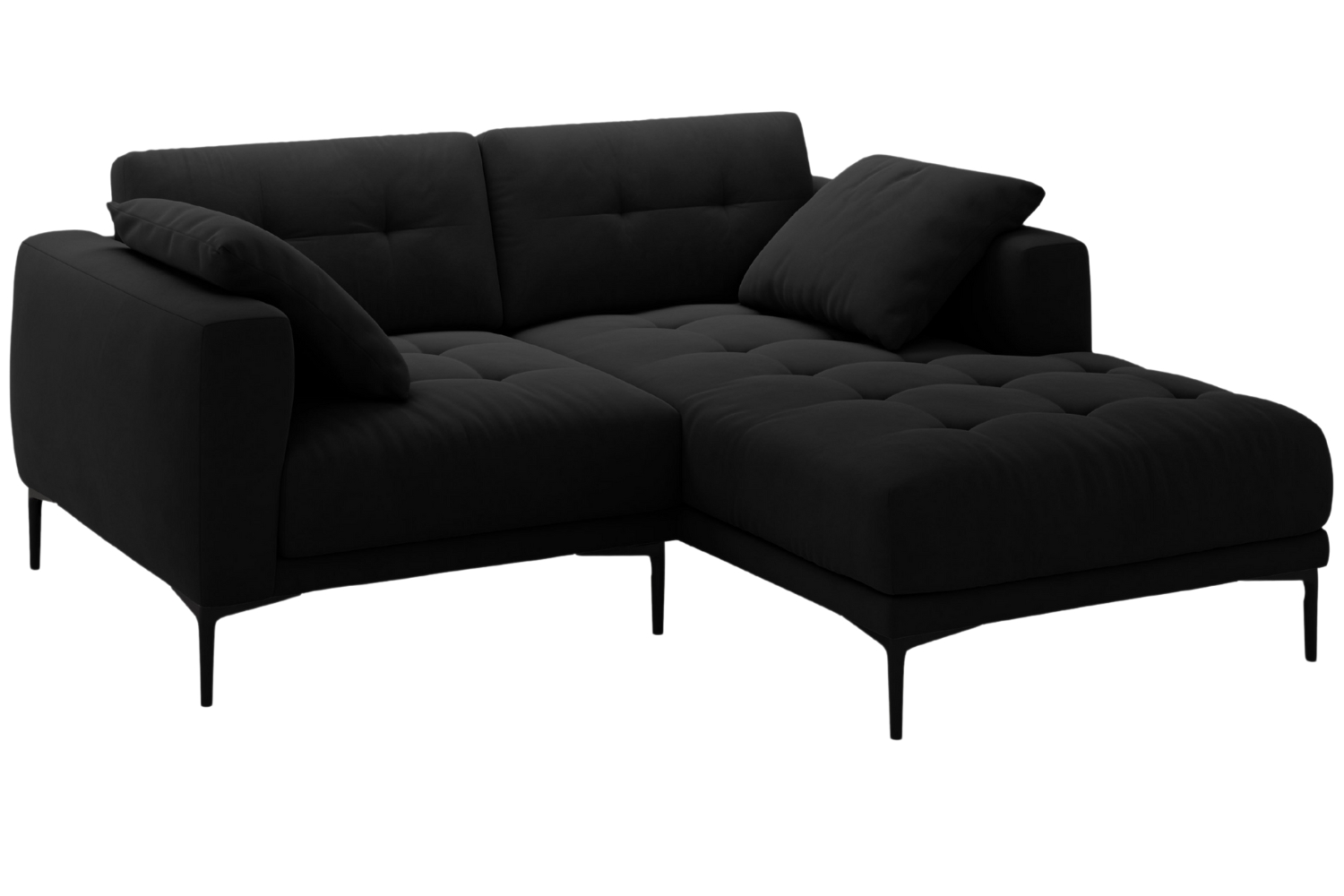 Micadoni Černá sametová rohová pohovka Bemy 205 cm