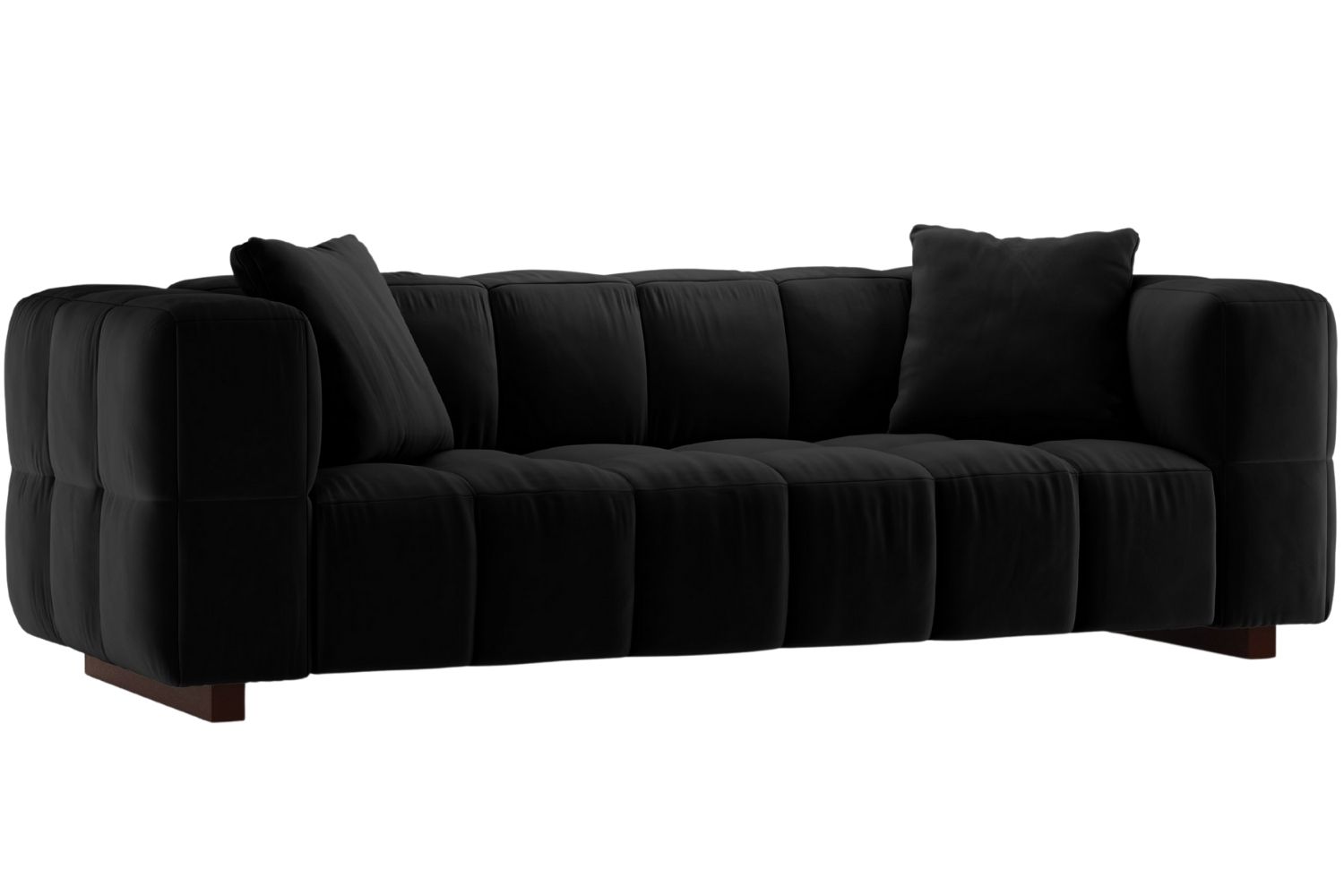 Micadoni Černá sametová rozkládací pohovka Puma 260 cm