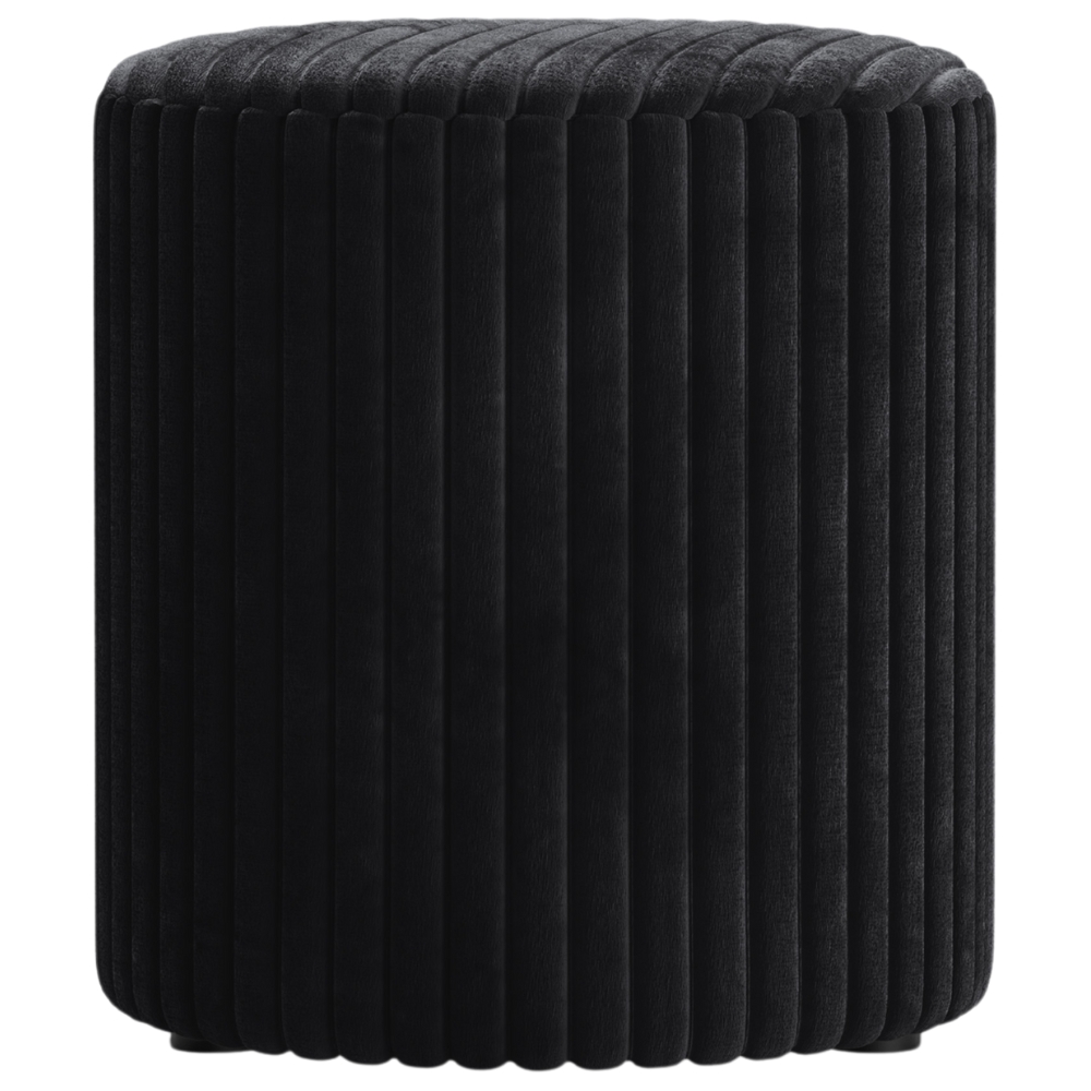 Micadoni Černý manšestrový taburet Dia 40 cm