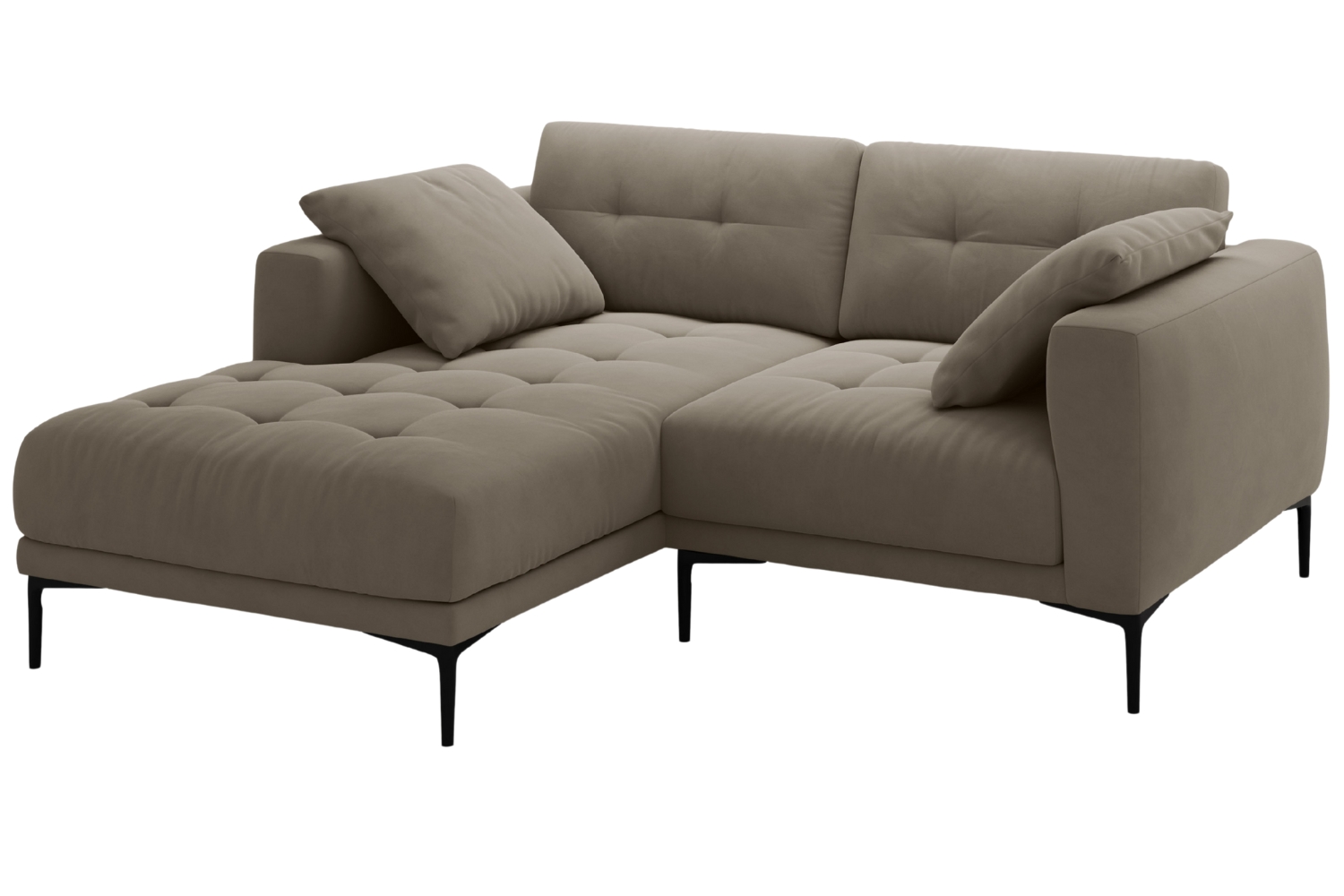 Micadoni Hnědošedá sametová rohová pohovka Bemy 205 cm