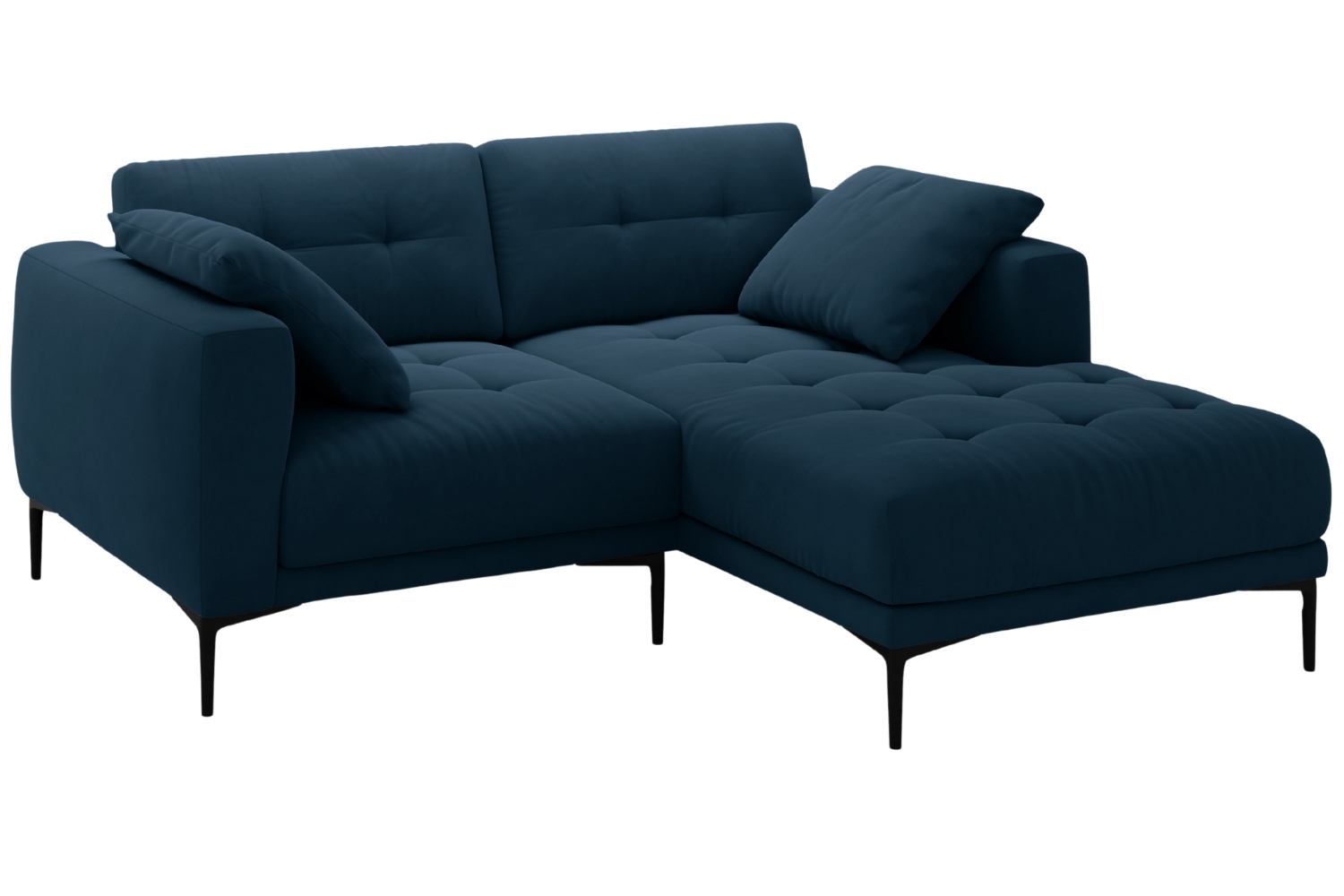Micadoni Královsky modrá sametová rohová pohovka Bemy 205 cm