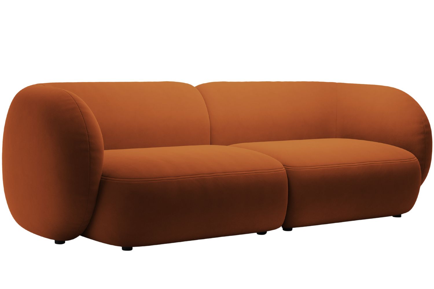 Micadoni Oranžová sametová čtyřmístná pohovka Kate 243 cm