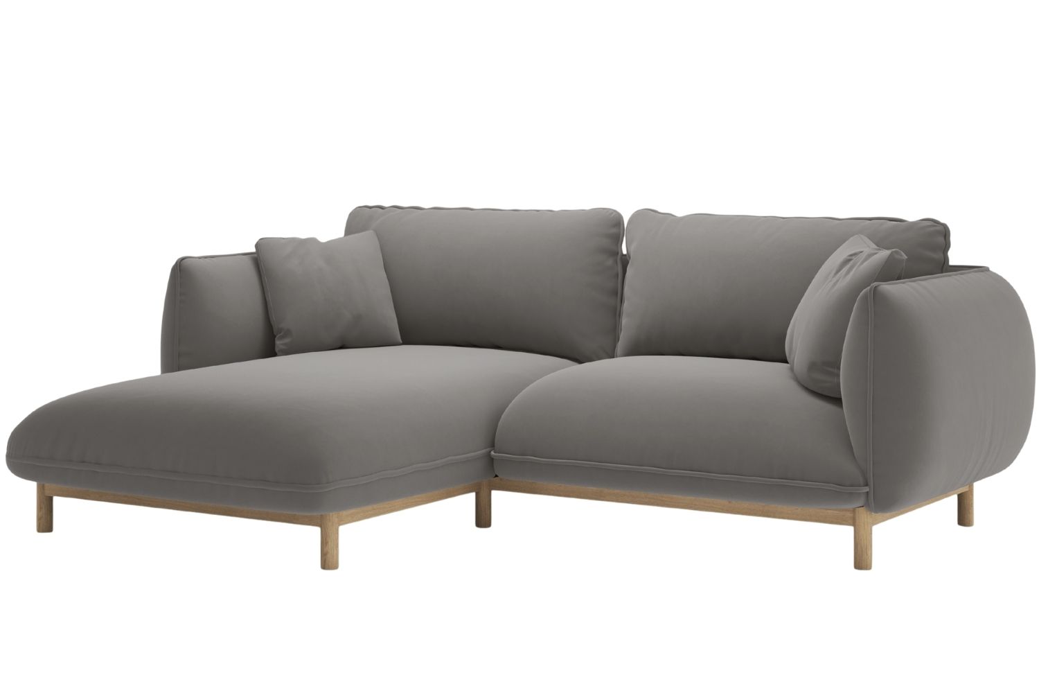 Micadoni Šedá sametová rohová pohovka Ada 214 cm